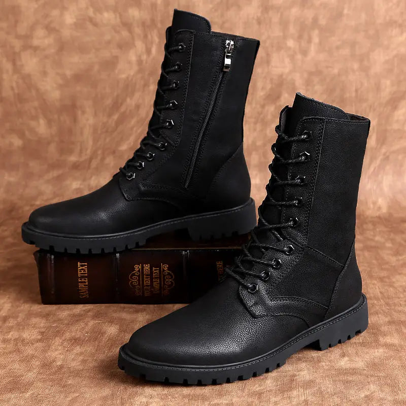 Mens black military boots