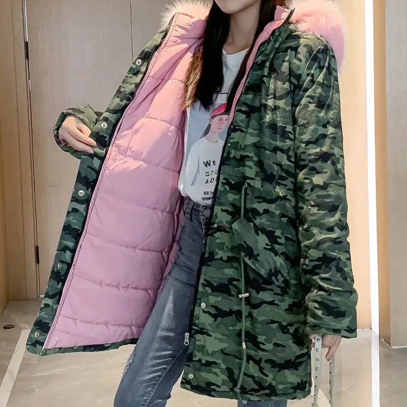 Womens camo puffer jacket