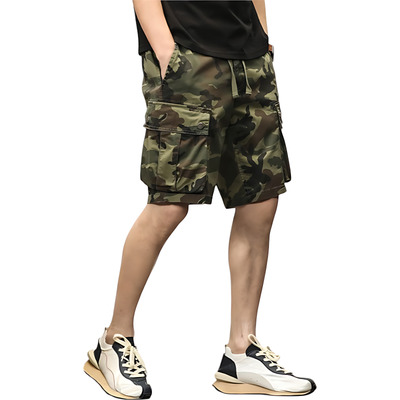 Drawstring Camo Cargo Shorts