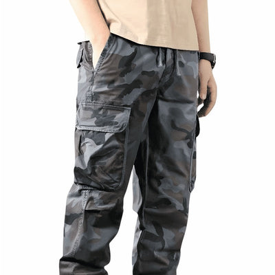Grey camouflage trousers