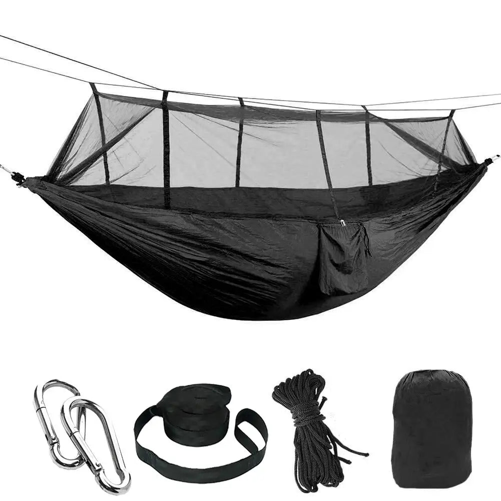 Camping hammock with bug net