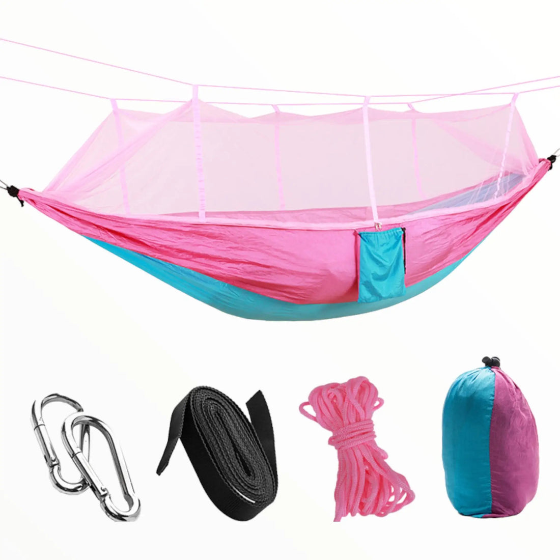 Camping hammock with bug net