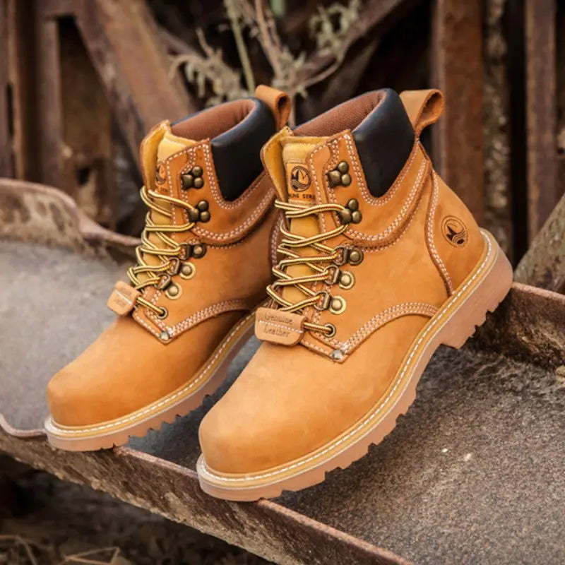 Leather hiking boots