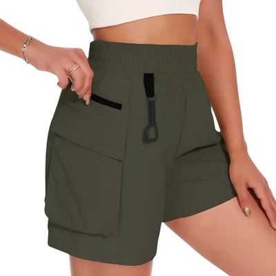 Ladies cargo shorts with elastic waist