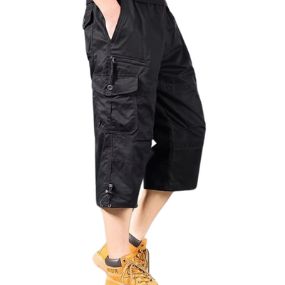 Mens Black Cargo Below The Knee Shorts