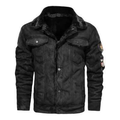 Men’s Faux Leather Military Jacket