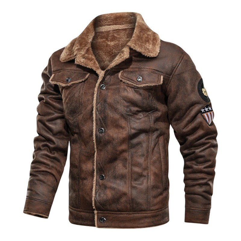 Men’s Faux Leather Military Jacket