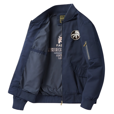 Military bomber jacket with patches