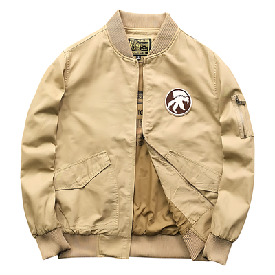 Military bomber jacket with patches