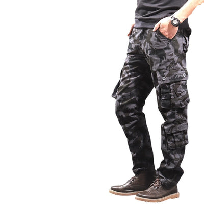 Military camo eight-pocket cargo pants