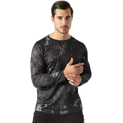 Military style men’s camo combat long sleeve t shirt