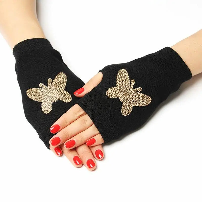 Black fingerless gloves