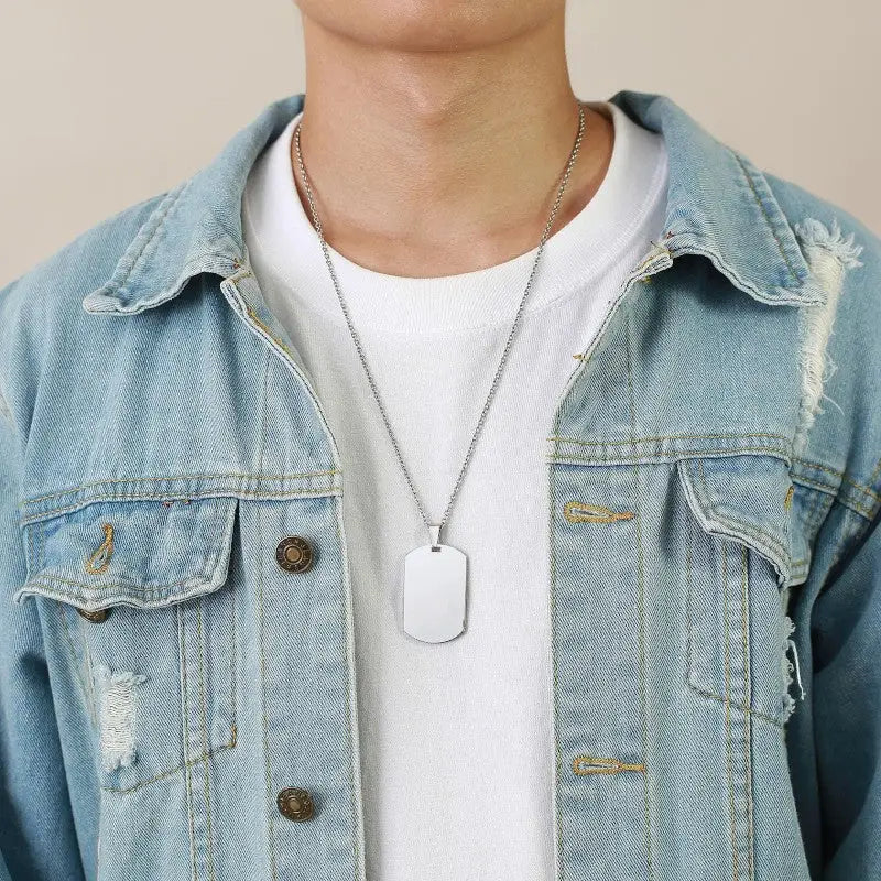 Blank dog tag necklace