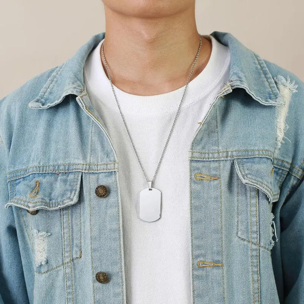 Blank dog tag necklace