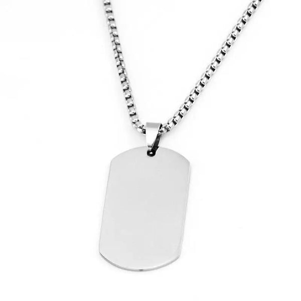 Silver dog tag necklace