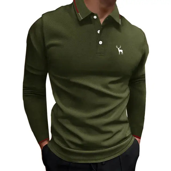 Green long sleeve polo shirt