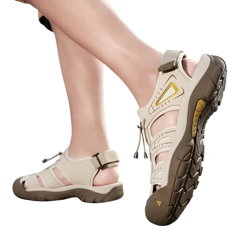 Mens leather closed toe sandals