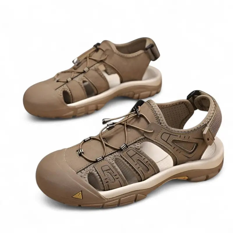 Mens leather closed toe sandals