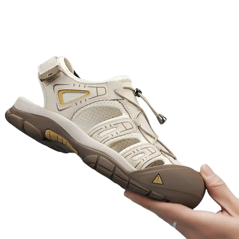 Mens leather closed toe sandals