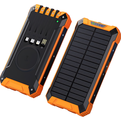 Solar Powered Power Bank with Cable