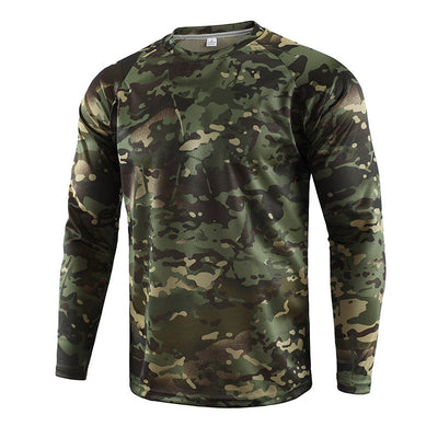 US style long sleeve tactical military army t-shirt woodland camo