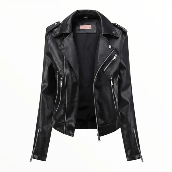 Womens faux leather biker jacket