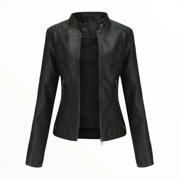 Womens black leather look jacket