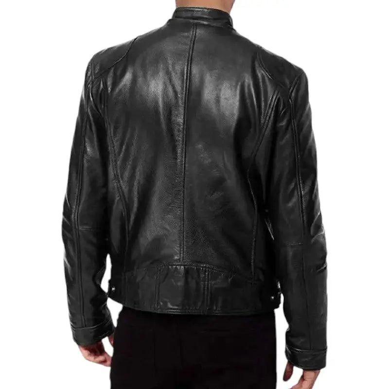 Mens black leather jacket