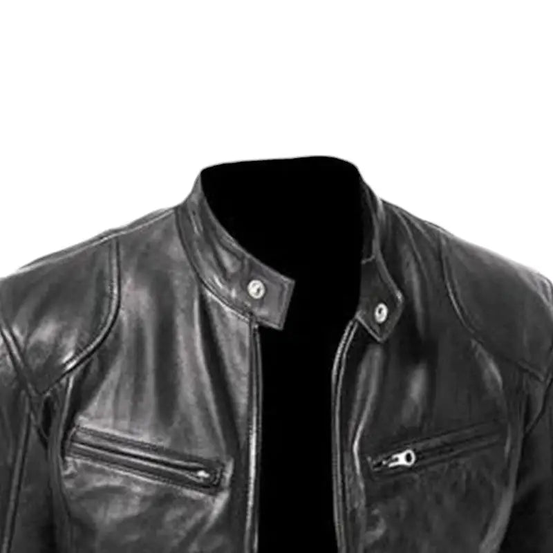 Mens black leather jacket