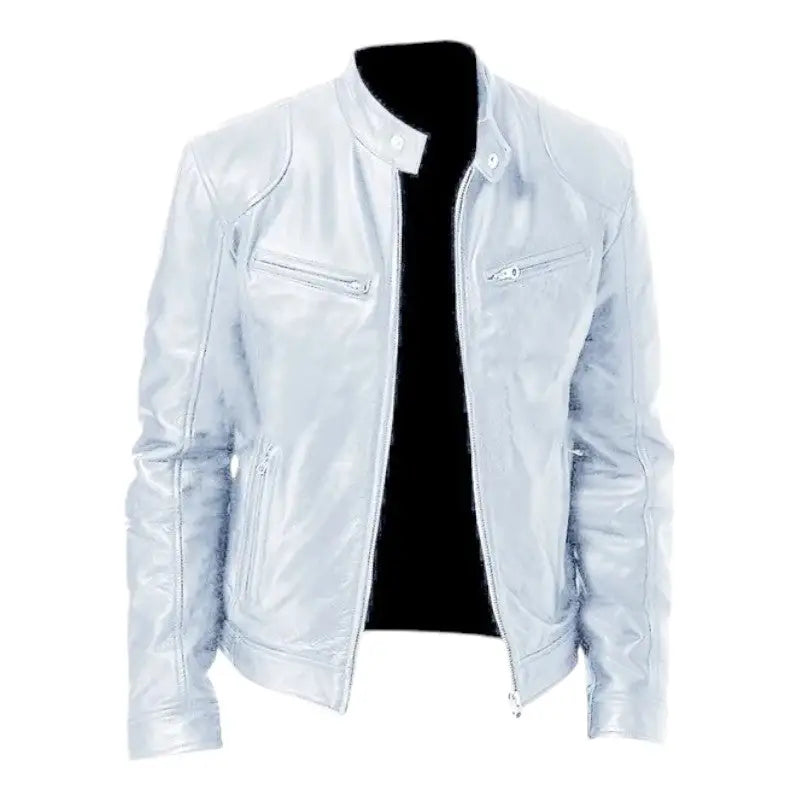 Mens black leather jacket