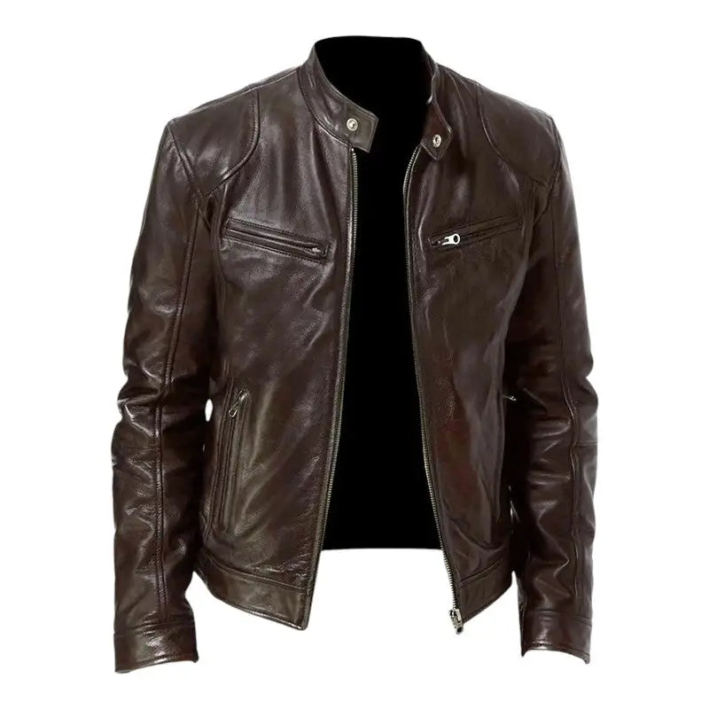 Mens black leather jacket