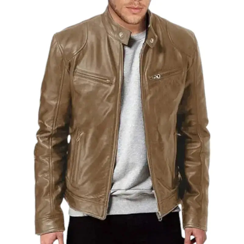 Mens black leather jacket