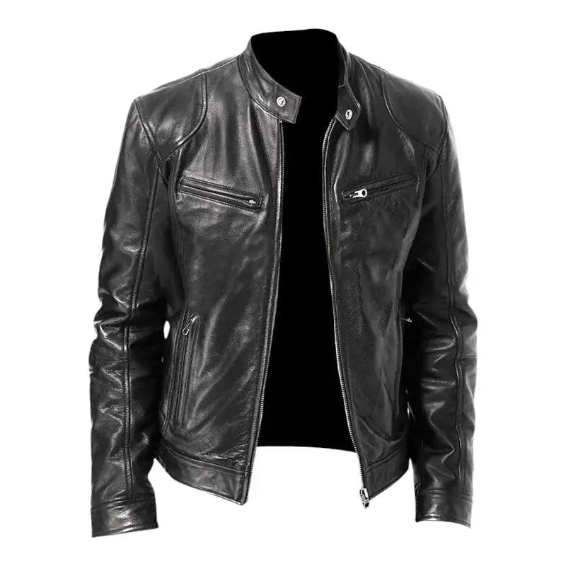 Mens black leather jacket