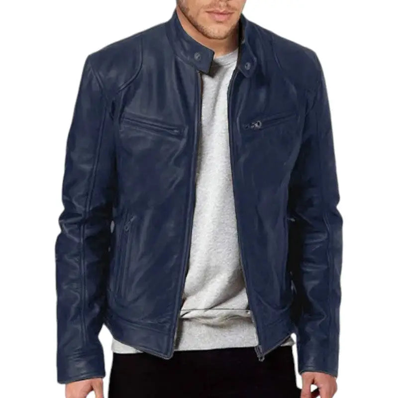 Mens black leather jacket