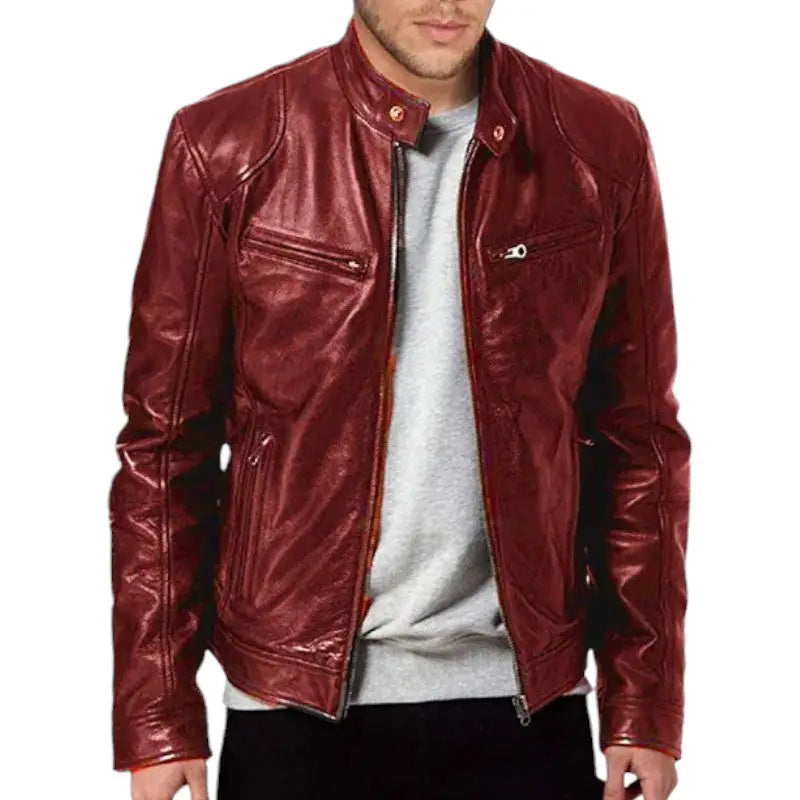 Mens black leather jacket