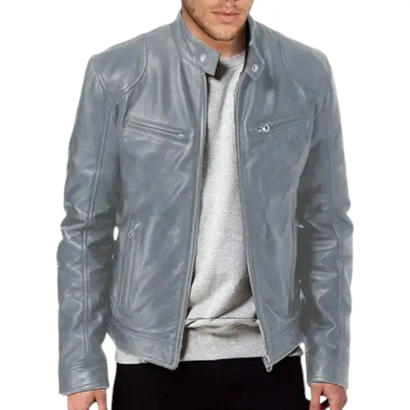 Mens black leather jacket